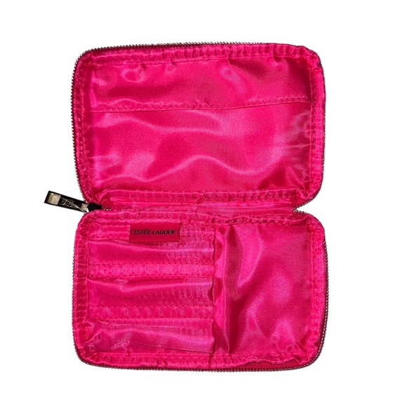 NEW Estée Lauder Pink and White Canvas Makeup Bag - Picture 5 of 6